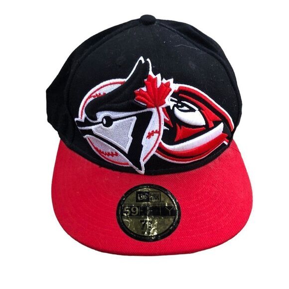 RARE 59FIFTY New Era Toronto Blue Jays Baseball Hat Black/Red Baseball Cap - Picture 8 of 11